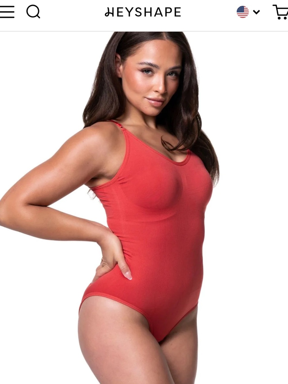 HeyShape Shapewear Women's Red Seamless Scoop Neck Bodysuit XL NWT
